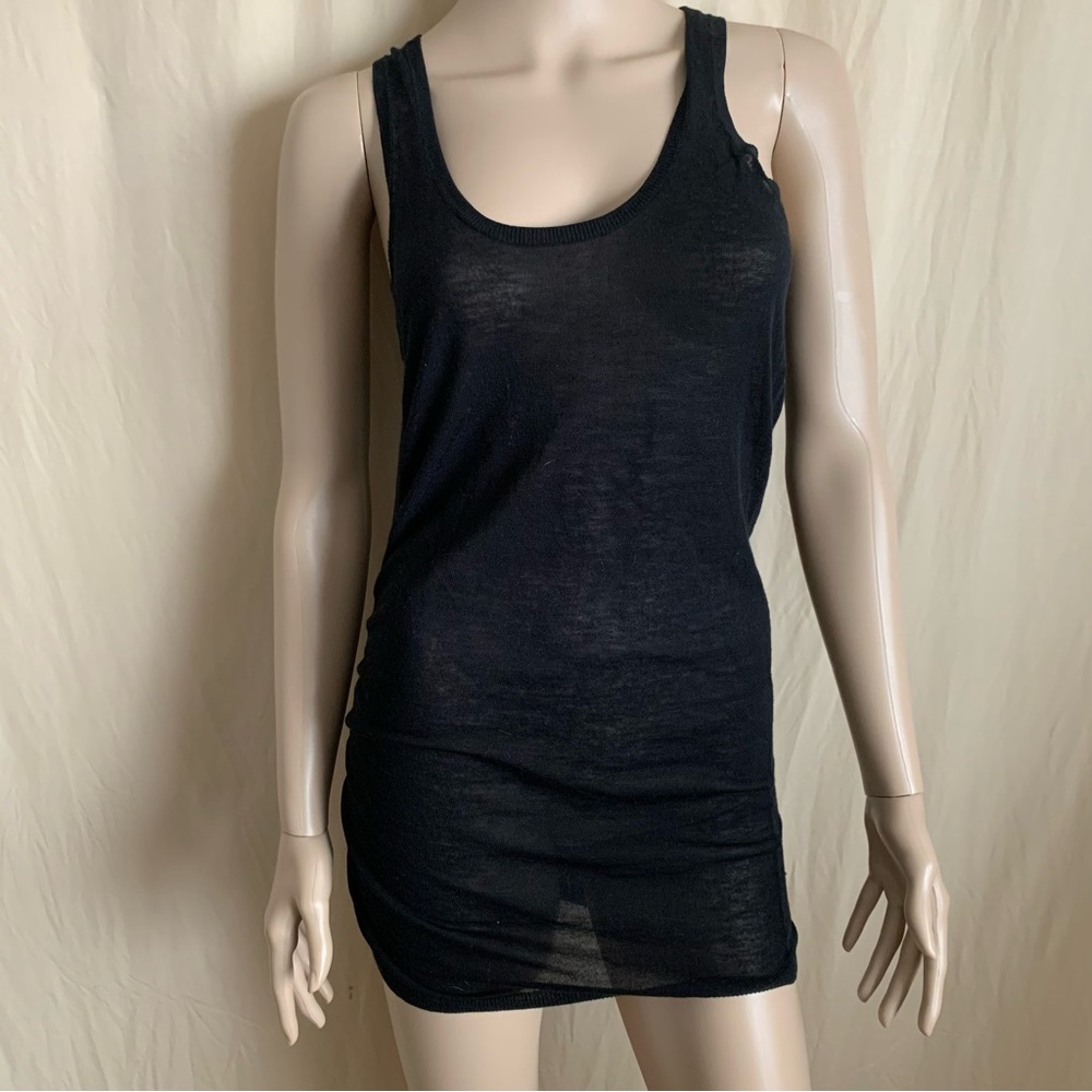 Vince black linen knit sleeveless mini wiggle dress / beach club vacation